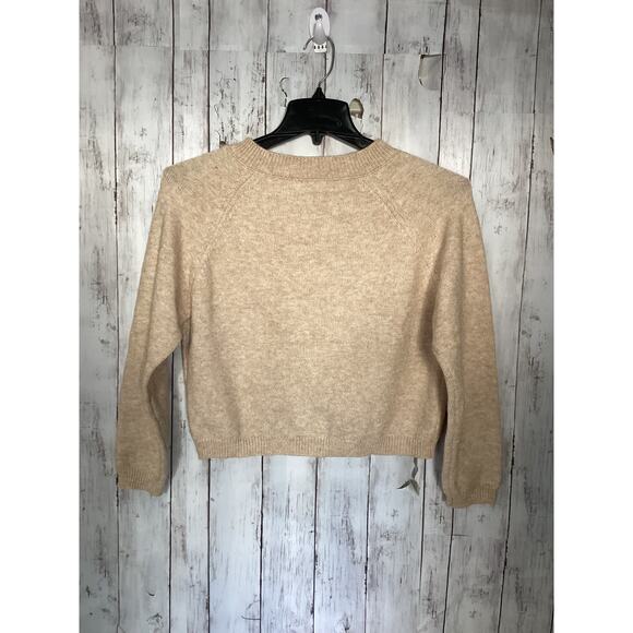 The Open Sweater Preppy Knit Fabric Knit Round Neckline Solid Button Cardigan M - Picture 2 of 5